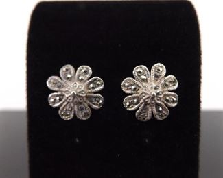 .925 Sterling Silver Art Nouveau Fleurette Earrings

