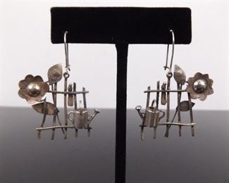 .925 Sterling Silver Gardening Dangle Earrings
