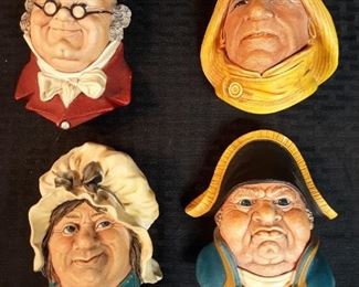 4 Vintage Bossons England Chalkware Heads
