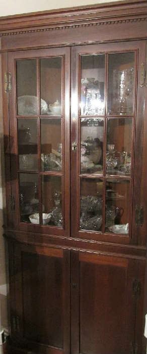 Dark Wood Corner Cupboard China Cabinet