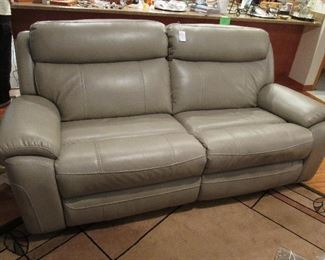 Taupe Leather Dual Recliner Love Seat