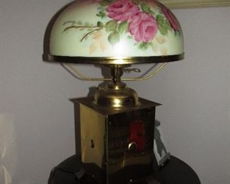 Hand Painted Hurricane Lamp Brass Base