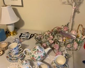 tea set and flowers