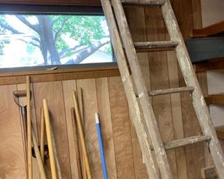 wooden extension ladder