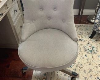 AVAILABLE!!  Gray Executive Chair with gray wash legs on wheels.  Chair swivels with comfortable seat.  Will sell now for $150
