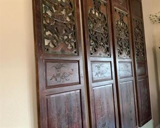 AVAILABLE!! Unique antique panel doors from a temple in China. Hand carved. Absolutely stunning. You won't find these anywhere else! Will sell now for $4200