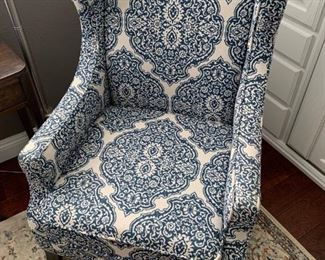 SOLD Pier 1 Imports Arm Chair. Pretty blue and white pattern. Will sell now for $325