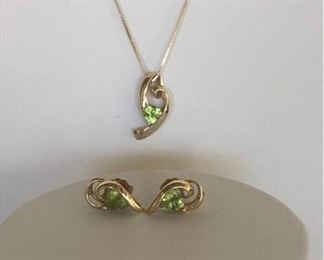 14K Gold & Peridot Necklace & Earrings  https://ctbids.com/#!/description/share/179845