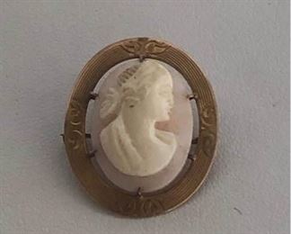 14K Gold Cameo Pin  https://ctbids.com/#!/description/share/179851