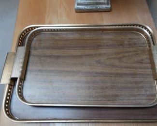 Vintage cocktail trays with gold-colored trim