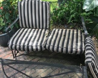 metal loveseat and ottoman/table