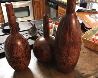 Hand turned wooden vases