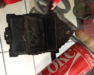 Antique match safe - heavy cast iron