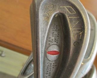 Full set of vintage Ping Eye irons 3-wedge.