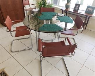 MID CENTURY GLASS TOP DINING SET