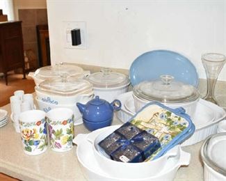 Corning ware, Dishes, Cups, Tea Pot