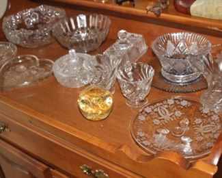 Pressed glass, Candlewick glass and cut glass.