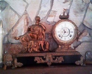 Art Nouveau Clock. 1880 s--set on black marble pedestal. Runs great