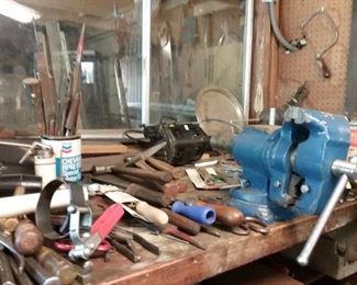 Large vise and many tools