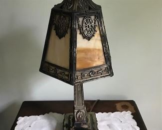 Antique Slag Glass  Boudoir Light