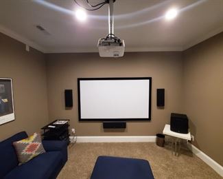 Home Theater; BenqQ projector, 91" screen, 5 speakers, receiver.