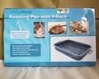 Rectangle roasting pan with a steel roasting rack

Features

Steel Roasting Rack
Fixed chrome handles
Non-stick interior and exterior
Ideal for roasting meats, poultry and vegetables without sticking
Dishwasher safe