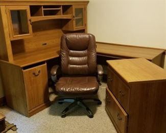 Oak Office Desk, File Cabinet 