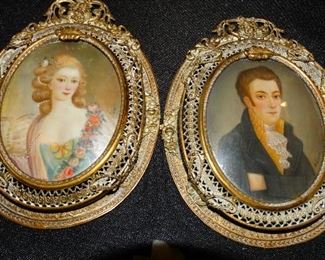FRENCH FRAMED PORTRAITS ON IVORY