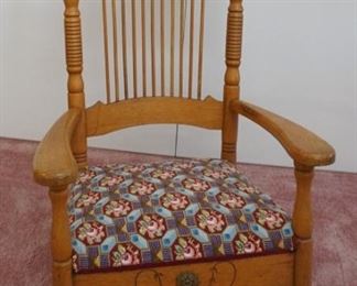 Vintage Rocker w/Hand Made Needlepoint Upholstery