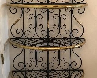 Brass and Black Bakers Rack, over 72" tall