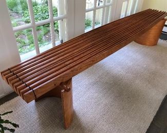 Fabulous handcrafted long pine bench-one of a kind