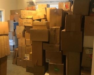 Just a portion of the boxes that we are unpacking of all brand new, mostly high end kitchen, entertaining, dishes, and household.  