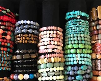 Lots of stone bracelets 