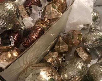 Mercury Glass Style Crate & Barrel Ornaments