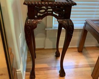 #21		Sq End Table Ball & claw Carved  feet   16sqx33	 $175.00 
