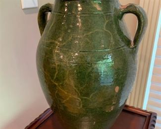 #22		Green Antique Clay Urn  18" Tall 	 $50.00 
