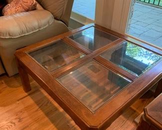 #24		4 glass top Inserts wood  Coffee Table   36x17	 $75.00 
