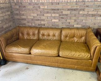 #49		Drexel Vintage Sofa 7' long w/button back Camel Color as is	 $50.00 

