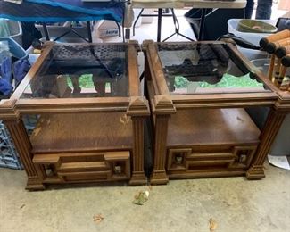 #52		(2) Smoked Top End Tables w/1 drawer  24x30x20   $20 each
