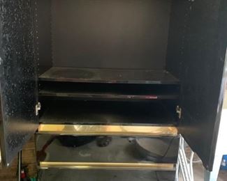 #57		Black Lacquer Laminate Armoire w/2 doors & 3 drawers   38x20x66.5	 $75.00 
