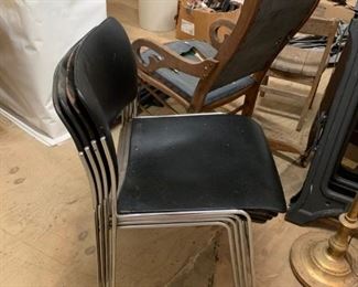 #67		4 Stacking Vintage Metal Black Chairs	 $80.00 
