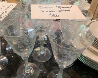 #96		Fostoria - 6 Water goblets	 $50.00 
