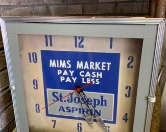 #103		Mims Market St. Joseph Aspirin Wall Clock	 $100.00 
