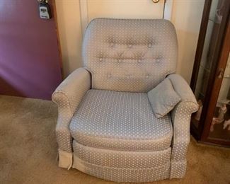 #7		Blue Button Back Recliner - as is - with head rest that comes up	 $40.00 
