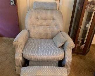 #7		Blue Button Back Recliner - as is - with head rest that comes up	 $40.00 
