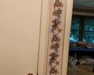 #10 owl needlepoint hanging 40" long $50.00