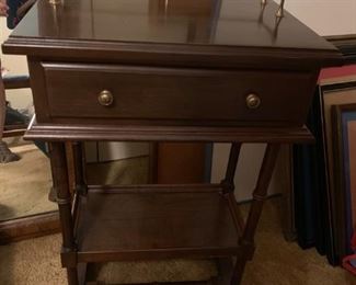 #13 Side Table w/1 drawer & 1 shelf w/metal rack on top 15x10x23 $40.00