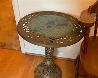 #25 brass w/marble inset Round Table - 18x24 $75.00