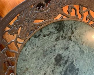 #25 brass w/marble inset Round Table - 18x24 $75.00