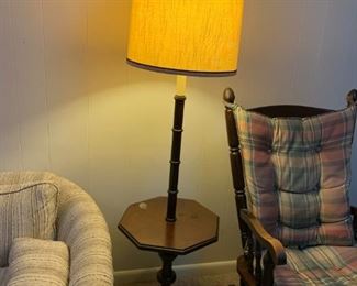 #29 Wood Table w/pole lamp $75.00